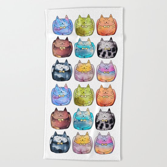 Colorful Cats Beach Towel
