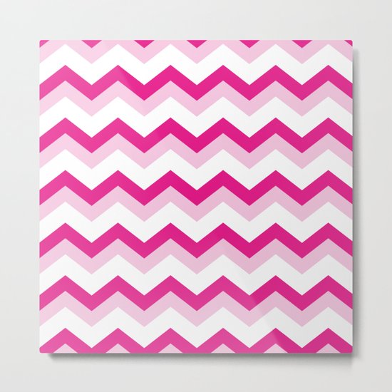 Pink & White Chevron Pattern - Zig Zag for your summer Metal Print