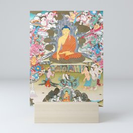 Temptation of Buddha by Mara Tibetan Thangka Mini Art Print