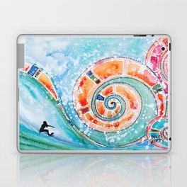 Wahine Surfing Big Rainbow Wave Laptop Skin