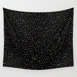 Colorful Sprinkles Jimmies on Black Background Playful Simple Pattern Wall Tapestry