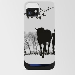 Woman on a nature trip with a horse iPhone Card Case