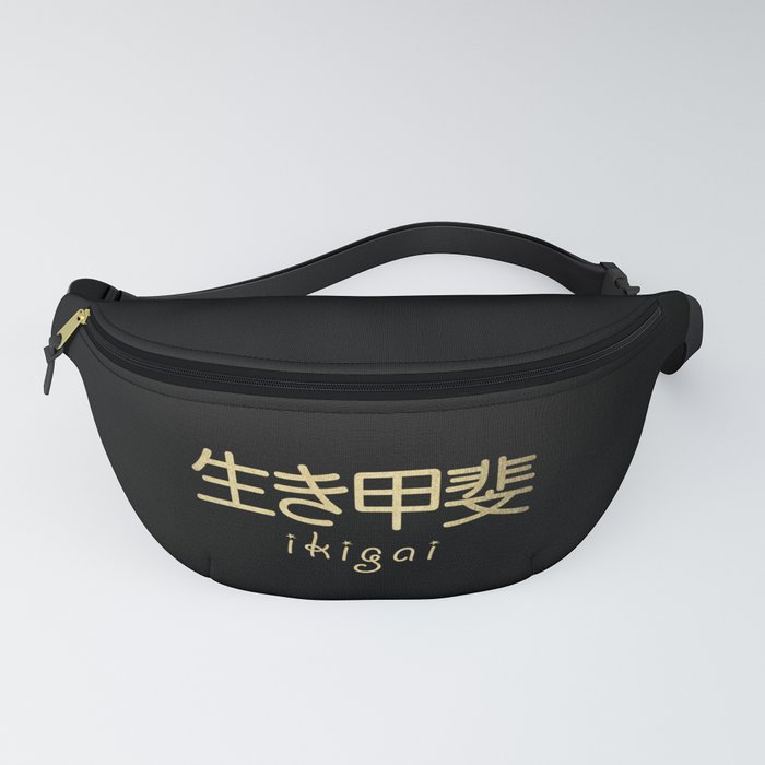 Ikigai - Japanese Secret to a Long and Happy Life (Gold on Black) Fanny Pack