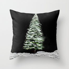Snowy Pine Tree Throw Pillow