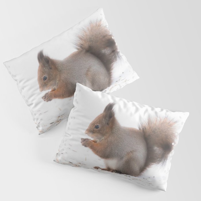 Squirrel And Lunch Pause Winter Scene #decor #society6 #buyart Pillow Sham
