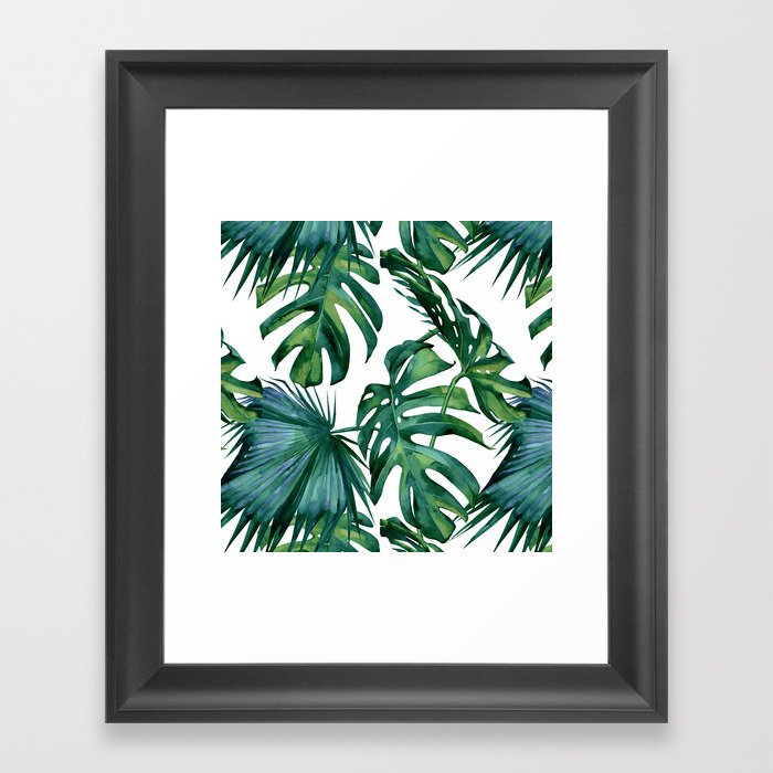 Classic Palm Leaves Tropical Jungle Green Gerahmter Kunstdruck
