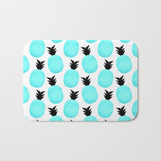 Turquoise Pineapples Bath Mat