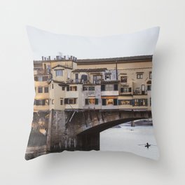 The Bridge Across the Arno  |  Travel Photography Throw Pillow