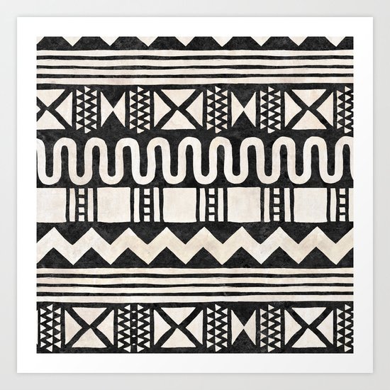 African Shapes - Black Art Print