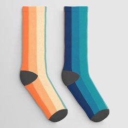 Retro 70s Color Palette III Socks | Grunge, Texture, Painting, Curated, Cubism, 80S, Trendy, Minimalism, Old, Geometry 