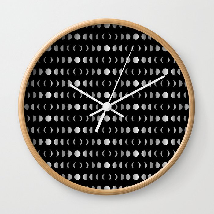 Celestial Moon phases in silver	 Wall Clock
