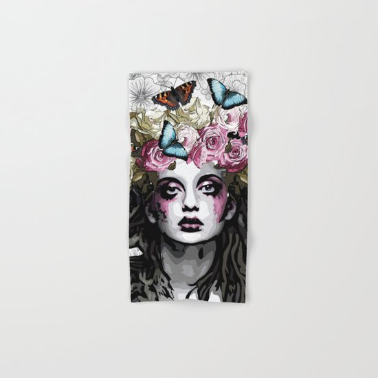 Rose, portrait of a woman with roses Hand & Bath Towel
