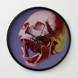 Bite the Bullet Wall Clock | Pop Surrealism, Illustration, Pop Art, Painting 