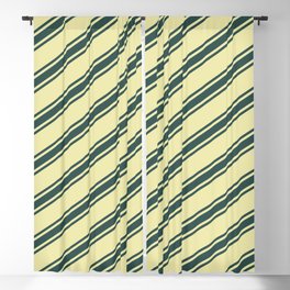 [ Thumbnail: Pale Goldenrod & Dark Slate Gray Colored Lined Pattern Blackout Curtain ]