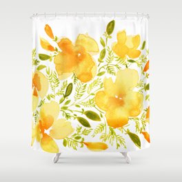 Watercolor California poppies (Quad set, #1) Shower Curtain