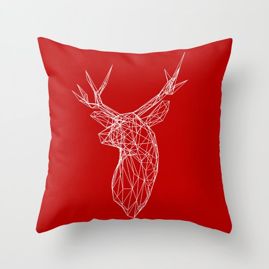 3D Stag Trophey Head Wire Frame Throw Pillow
