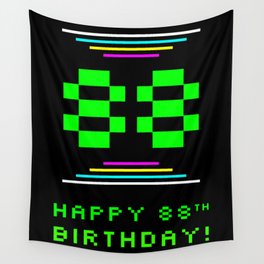 [ Thumbnail: 88th Birthday - Nerdy Geeky Pixelated 8-Bit Computing Graphics Inspired Look Wall Tapestry ]