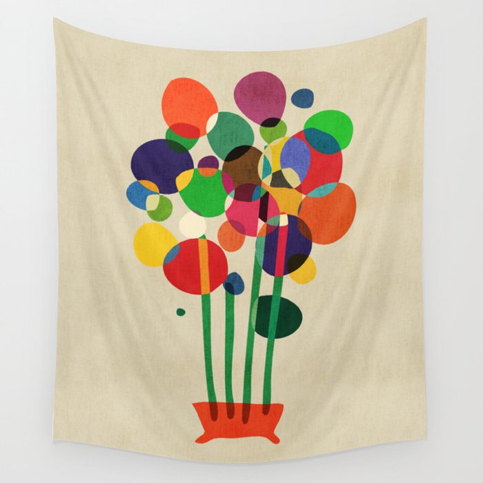 Happy flowers in the vase Wall Tapestry