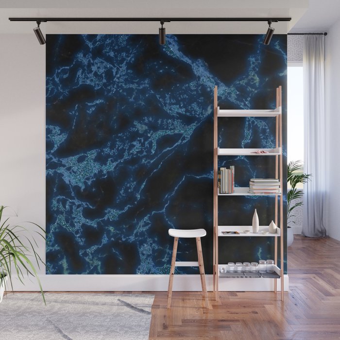 Blue Glitter Marble Texture Wall Mural