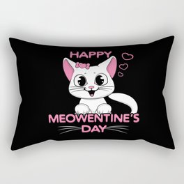 Pet Cat Animal Hearts Meow Valentines Day Rectangular Pillow