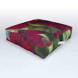 Natural Red Flowers Outdoor Floor Cushion