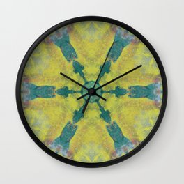Blue and Yellow Arrow Kaleidosope Design Wall Clock | Blue, Pattern, Kaleidoscope, Blueandyellow, Decorative, Yellow, Arrow, Digital, Painting 