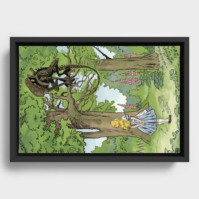 Alice Meets The Alien in Wonderland Framed Canvas