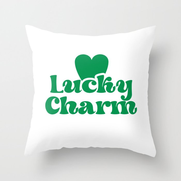 Lucky charm clover heart Throw Pillow