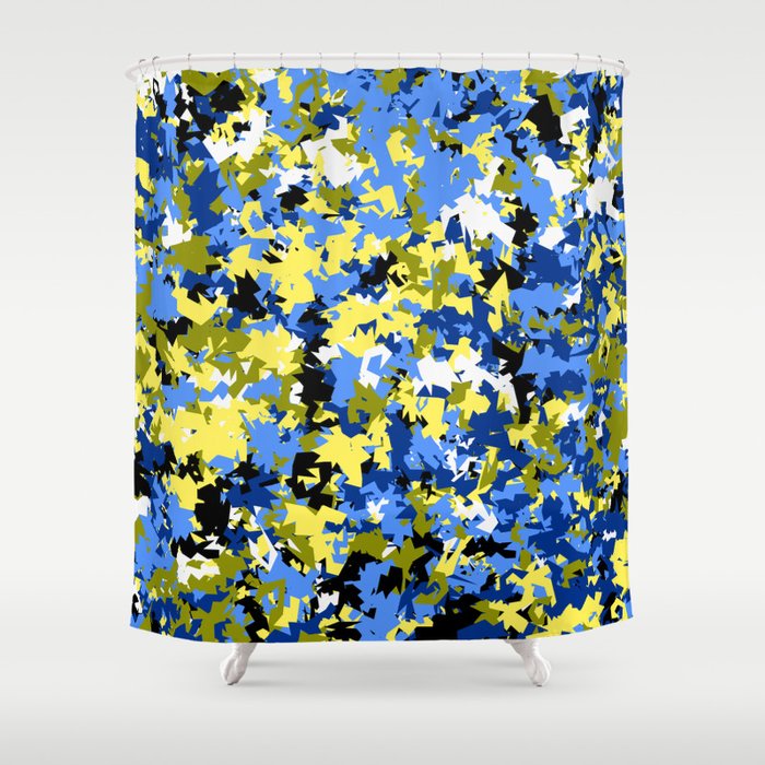 Blue-Yellow camouflage Shower Curtain