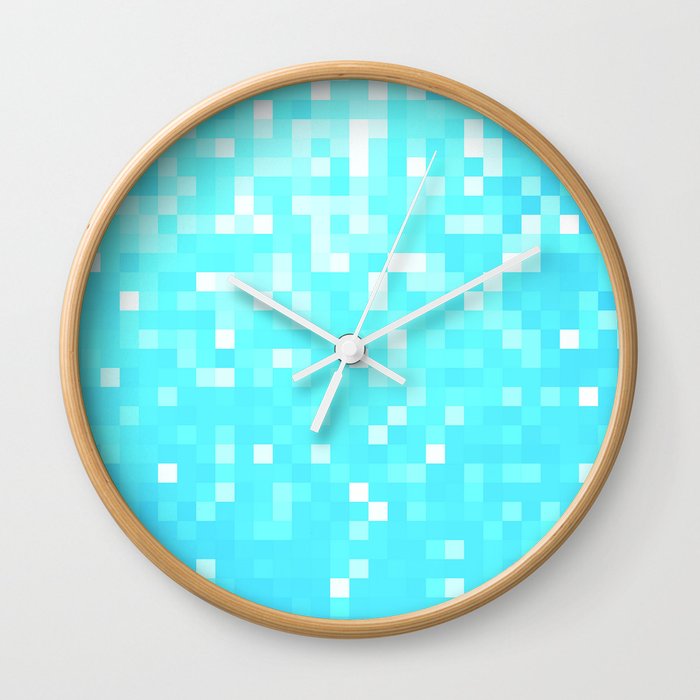 turquoise Pixel Sparkle Wall Clock
