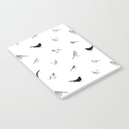 British Garden Birds Monochrome Pattern Notebook