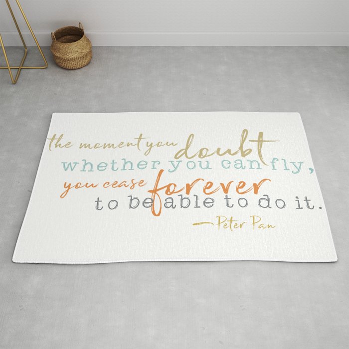 Nostalgic Inspirational Quote Storybook Quote From Peter Pan Rug By 19monkeys Society6