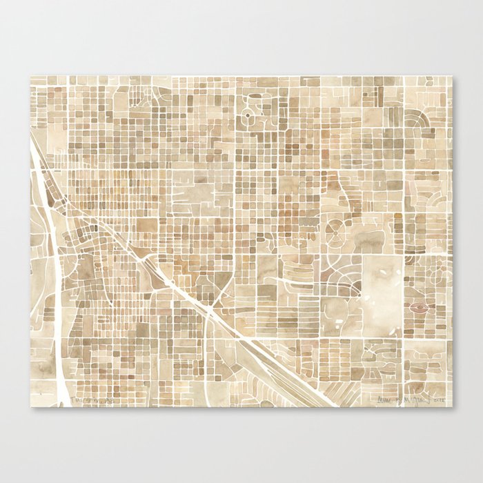 Tucson Arizona watercolor metropolis map Canvas Print by way of aemcdraw graphic relating to Printable Map of Tucson Az identified as Tucson Arizona watercolor town map Canvas Print by means of aemcdraw