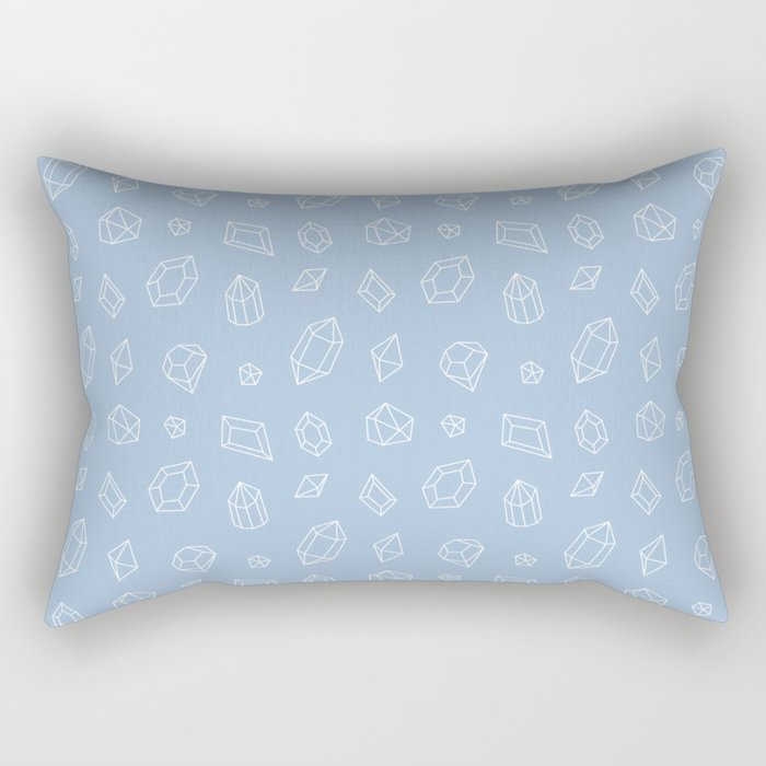 Pale Blue and White Gems Pattern Rectangular Pillow