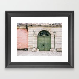 Old wooden green doors in Italy | Wanderlust travel photography art Framed Art Print