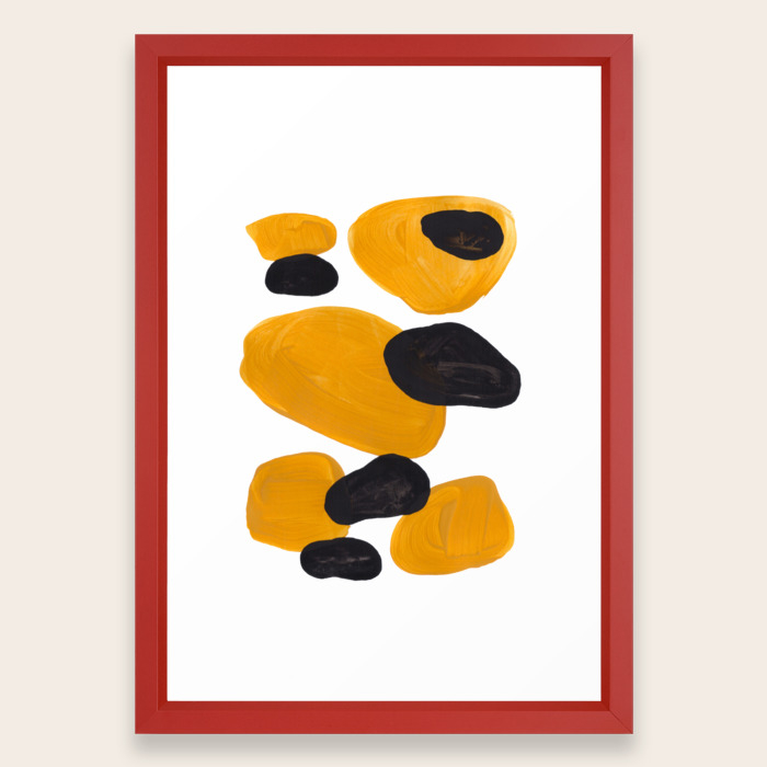 Mid Century Abstract Black Yellow Fun Pattern Floating Mustard Bubbles Cheetah Print Framed Art Print By Enshape Society6