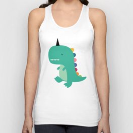 Dinocorn Unisex Tanktop | Rainbow, Drawing, Dinosaur, Vector, Design, Unicorn, Illustration, Smile, Curated, Cute 