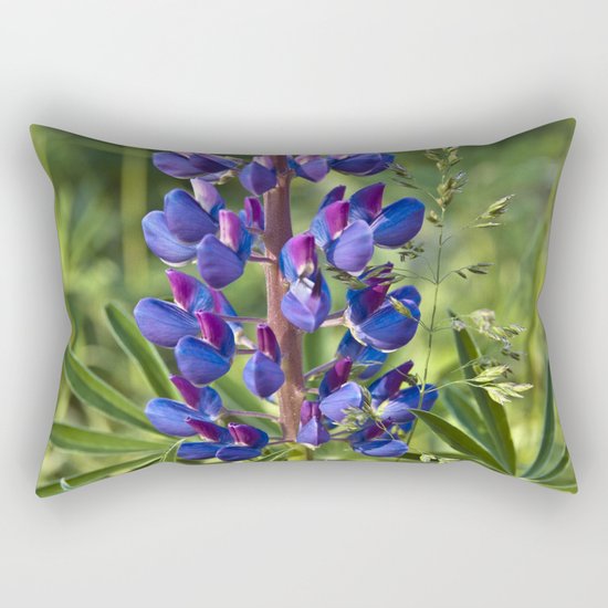 Summer Meadow with Blue Lupine Rectangular Pillow