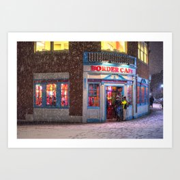 Harvard Square Border Cafe Snowstorm Cambridge Massachusetts Art Print
