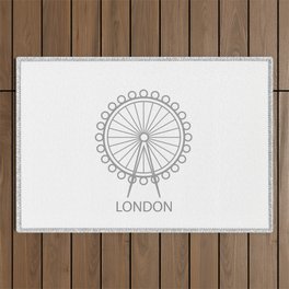 Ferris wheel in London skyline landmark and architectural element in UK Outdoor Rug