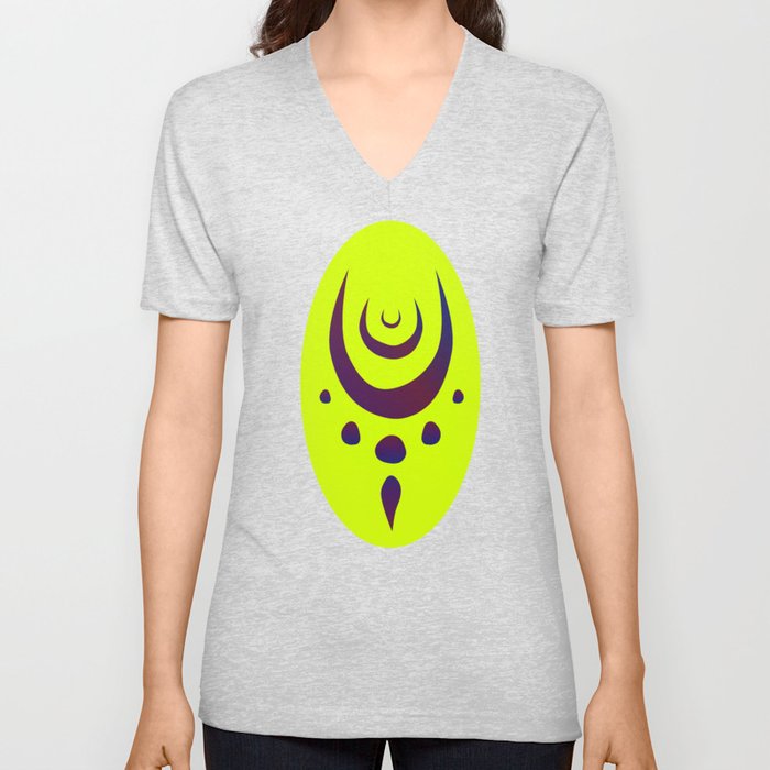 Purple dream catcher on a bright acid yellow background V Neck T Shirt