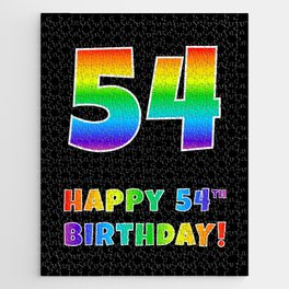 [ Thumbnail: HAPPY 54TH BIRTHDAY - Multicolored Rainbow Spectrum Gradient Jigsaw Puzzle ]