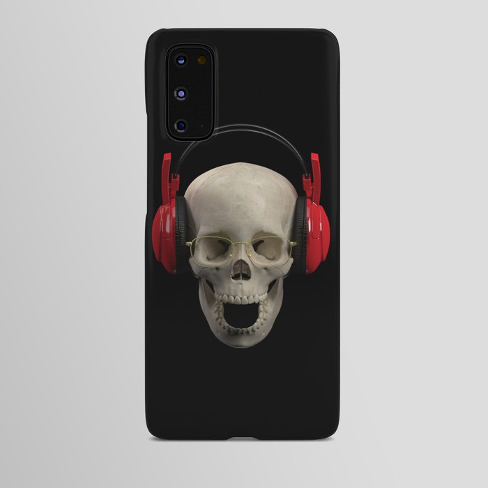 Skull in the headphones wearing glasses Android Case