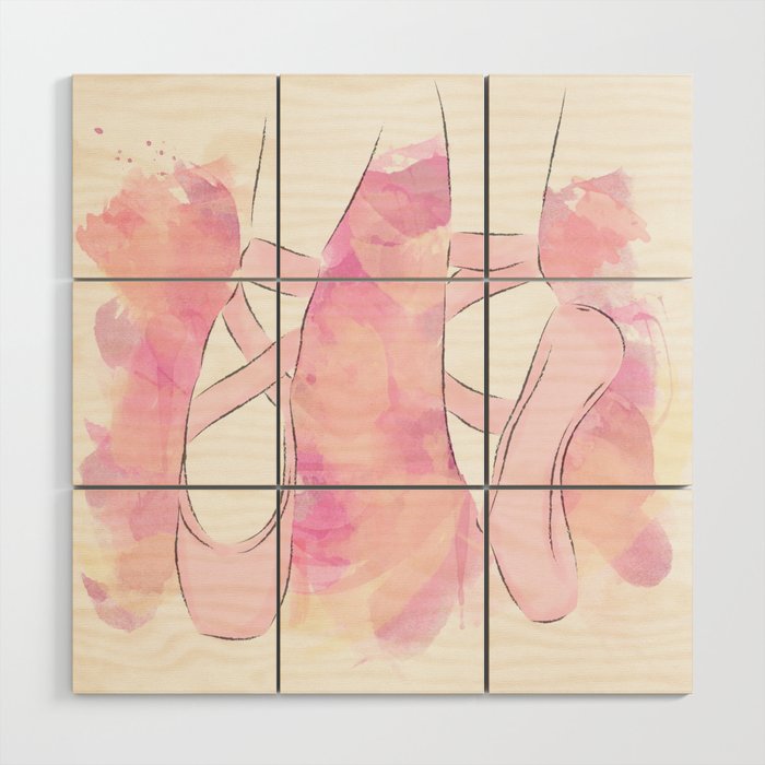 Pink Pointe shoes Wood Wall Art