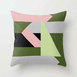Color Block - olive green and rose pink 1 Throw Pillow