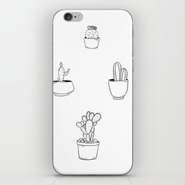 Simple Black and White Cactus Print iPhone Skin