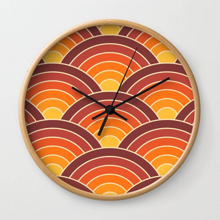 Retro Geometric Gradated Fan Pattern 556 Wall Clock