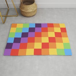 Rainbow Hue-shift Squares Rug
