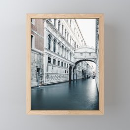 White Bridge of Sights over Deep Color Canal | Venice Italy Street Photograph Framed Mini Art Print