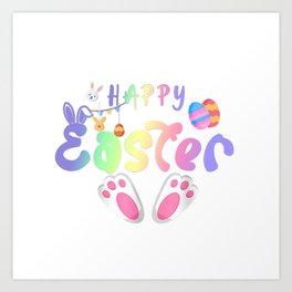 Happy Easter funny bunny Art Print